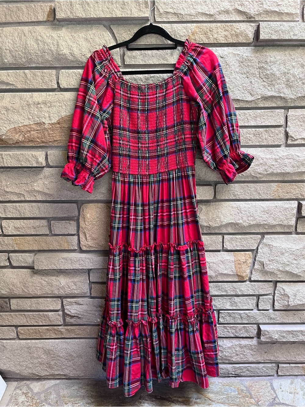 Ivy City Co Madeline Dress in Holiday Plaid Red Midi XS - Picture 4 of 12